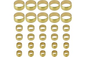 SG Store 30pcs Brass Compression Ferrule Fittings Brass Compression Olives Brass Compression Sleeves Ferrules for Copper Pipe