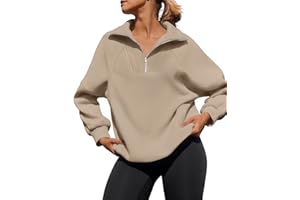 ZESICA Women's Half Zip Oversized Sweatshirts 2024 Long Sleeve Quarter Zipper Fleece Y2K Pullover Hoodies Tops