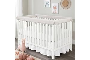 Aiewale Mesh RailGuard Teething Cover — Gray — 2 Long Panels (51‘ x 7’) and 2 Short Panels (27.5‘ x 7’)— Fits Most Full-Size and Does Not Fit Mini Cribs- Easy Install (1 Long 2 Short)