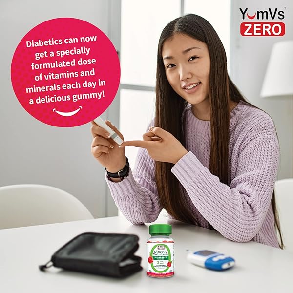 YUM-V’S YUMVS MULTIVITAMIN GUMMIES | SUGAR FREE SUPPLEMENT VITAMINS FOR WOMEN & MEN | CHROMIUM, THIAMINE AND MAGNESIUM | NATURAL RASPBERRY FLAVOR CHEWABLES – 60 COUNT