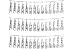 HYSILLA 3P Silver Foil Fringe Metallic Tassel Streamers Banner Tassel Garland for Parade Floats, Bachelorette, Wedding, Birthday, Halloween, Christmas, Bridal/Baby Shower Party Decorations