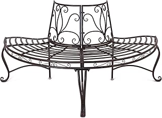 Unbekannt Gartenbank Halbkreis aus Metall in Rostoptik, geschwungen, Baumbank, Rundbank