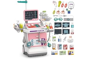 Doctor Kit for Kids Pretend Medical Station Set for Boys & Girls Mobile Cart with Kids Play Set for Ages 3 and Up Children Ro