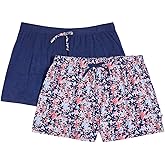 Jane and Bleecker Womens 2-Pack Sleep Short (Blue Floral, Small)