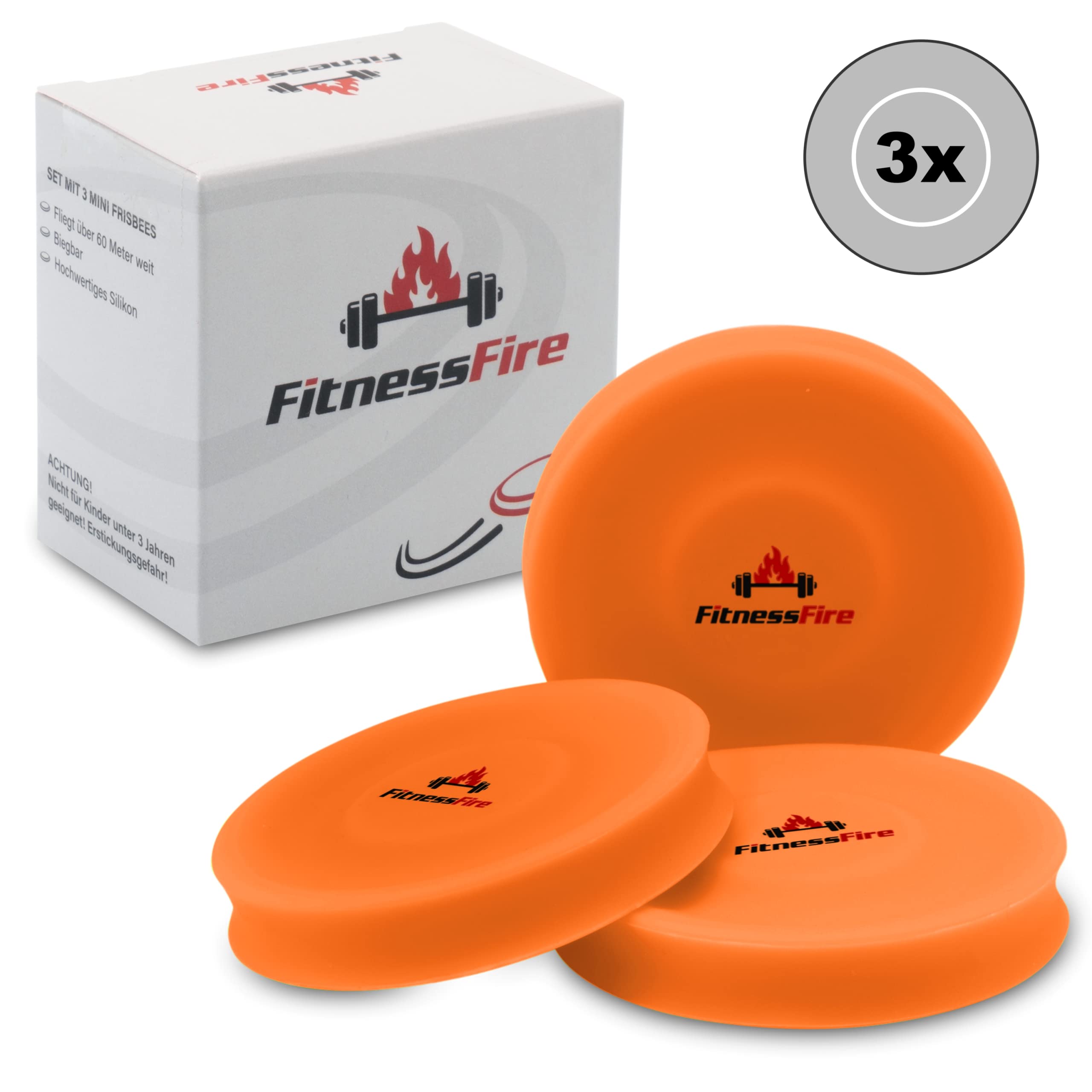 Set of 3 mini frisbee - the small frisbee disc flies over 60 metres - the new trend sport - alternative to ordinary Frisbeesport, neon orange
