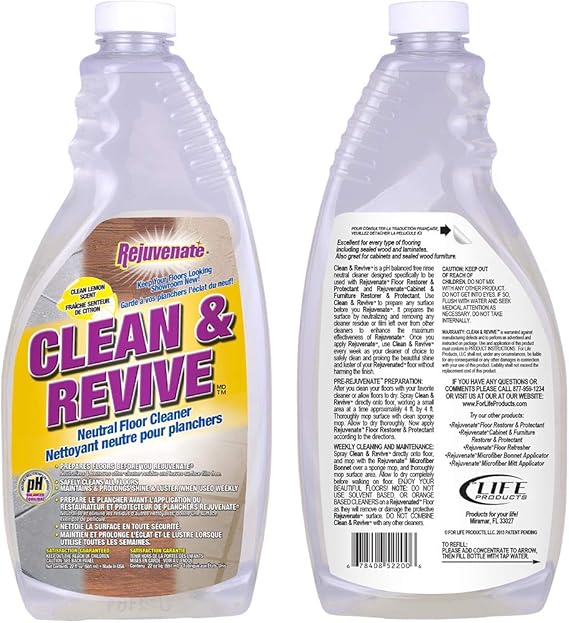 Rejuvenate Floor Renewer Kit Includes 22 Oz Clean Revive 16 Oz Floor Restorer 8 Oz Cabinet And Furniture Restorer Plus 1 Microfiber Mitt