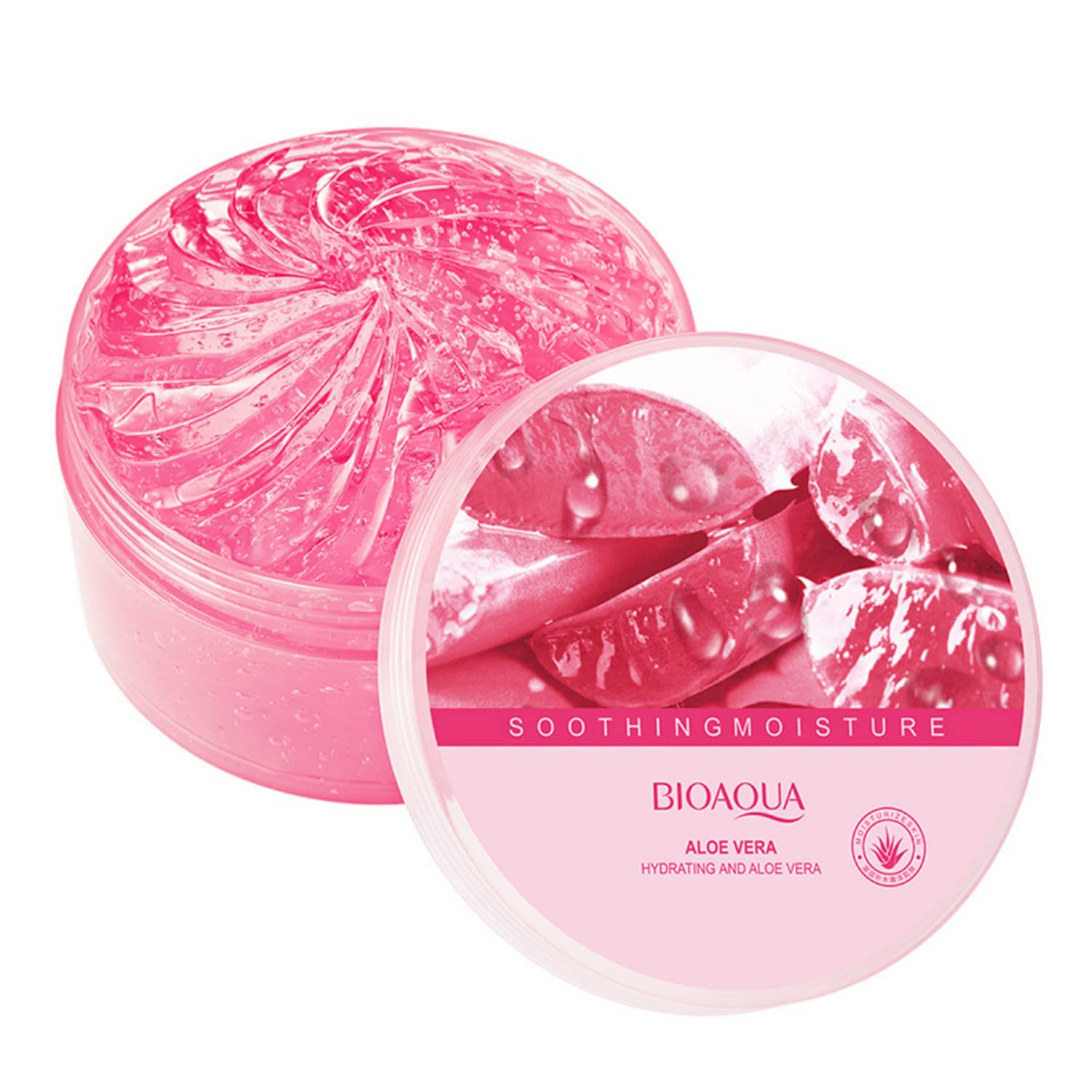 BIOAQUA Aloe Vera Extract Pink Gel Hydrating Moisturizing Soothing Skin Care Essence 300g