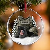 Custom Military Soldier Christmas Ornament, Personalized Army Gear Ornament with Name, Veteran Gift, Military Family Christmas Tree Decoration, Soldier Keepsake for Men and Women