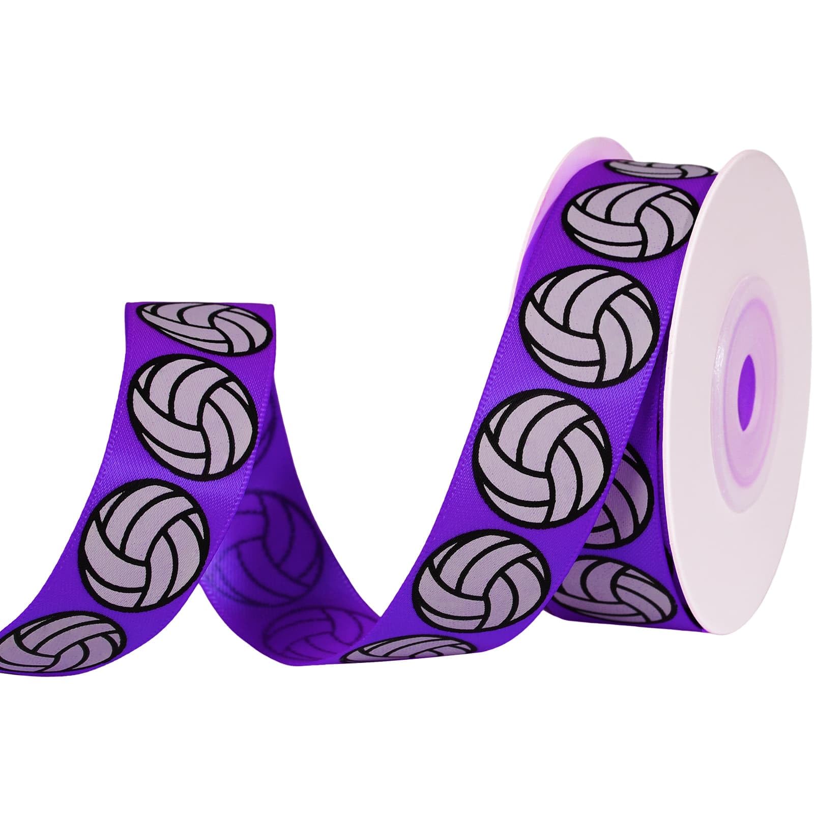 Photo 1 of YKW Volleyball Ribbon, 3/8 Inch x 10 Yards, Purple Sports Satin Ribbon for Hair Bows Making & Gift Wrapping