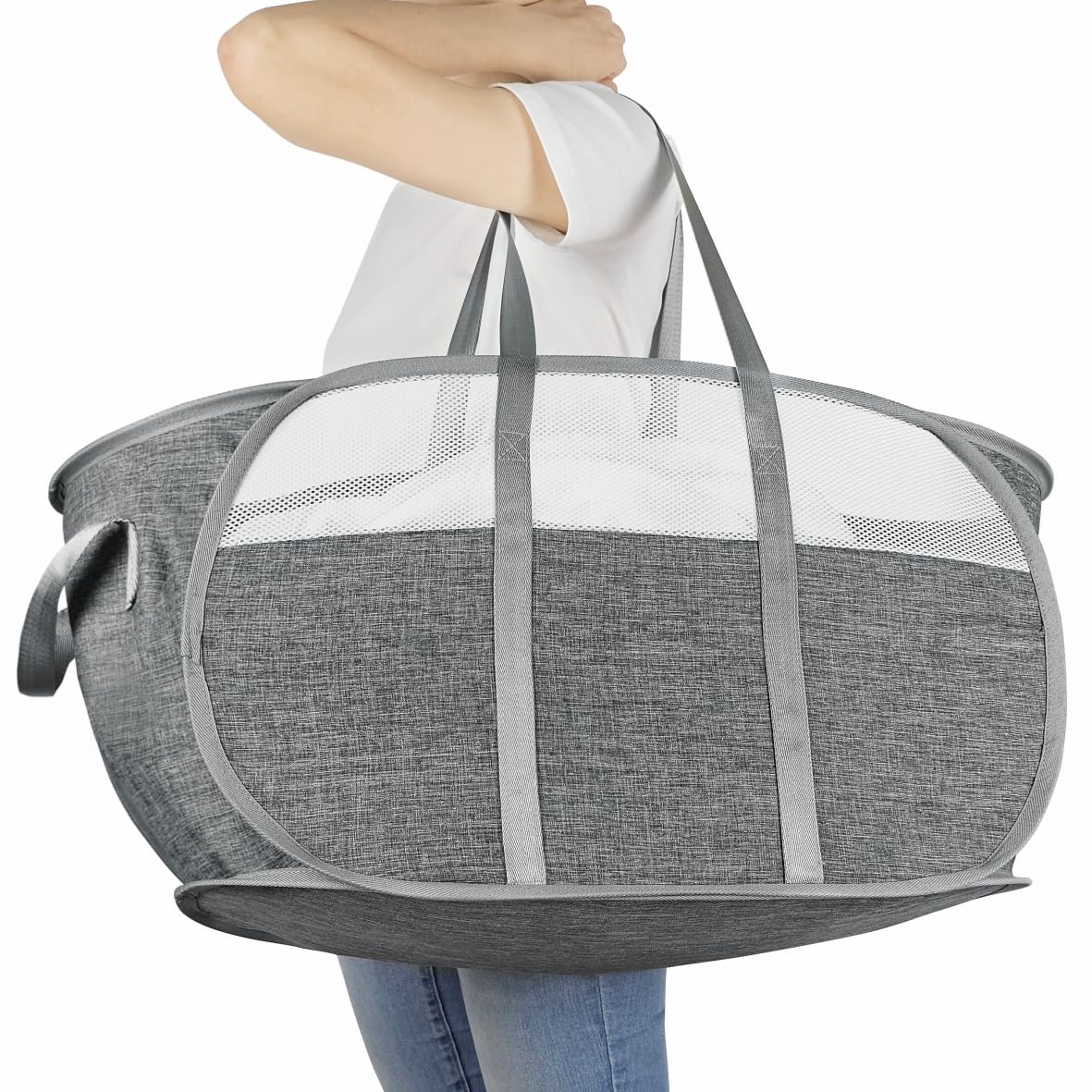 BOSNONA Large Collapsible Laundry Baskets Pop Up Laundry Hamper with Reinforced Handles Foldable Laundry Hamper for Home Laundry — image 1