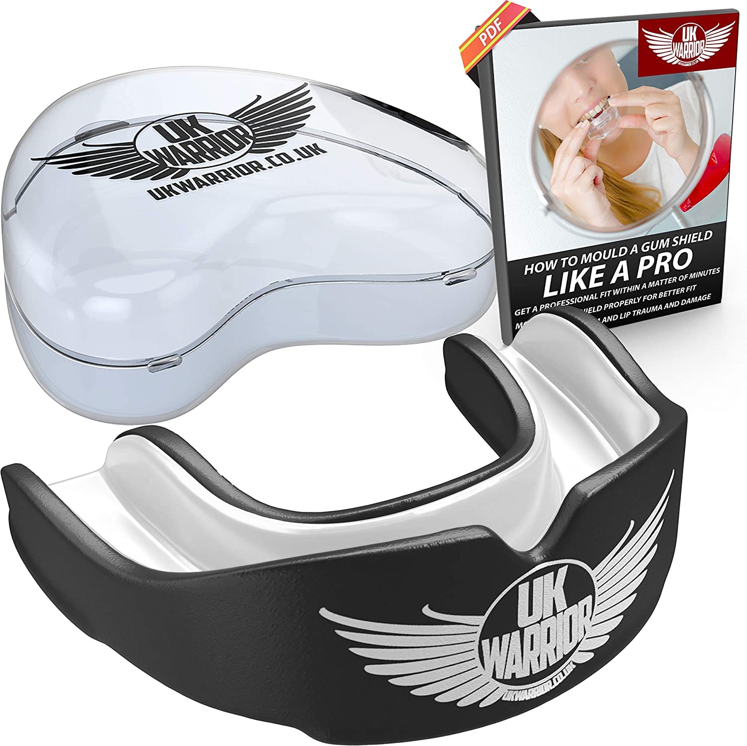 UK Warrior Adults Gum Shield Mouthguard for MMA, Boxing, Rugby, Martial Arts, Karate, Muay Thai, BJJ Mouth Piece Teeth Protector — image 1