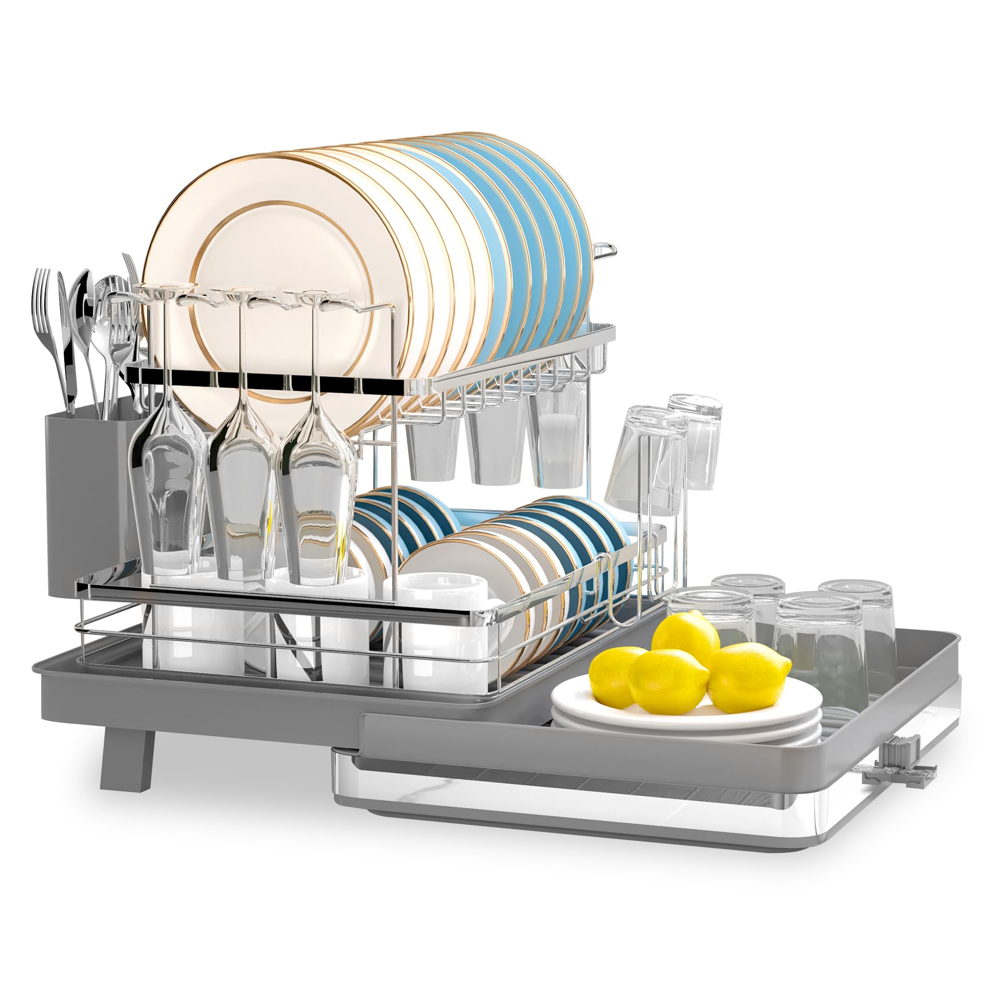 SUSTEAS Dish Drying Rack-Expandable,2 Tier Dish Drying Rack for Kitchen ...