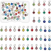UNICRAFTALE about 48Pcs 12 Colors Crystal Birthstone Pendants 11mm Rhinestone Charms Stainless Steel Crystal Charms with Jump Rings for Bracelet Earrings Necklace Keychain Chokers Jewelry Making 