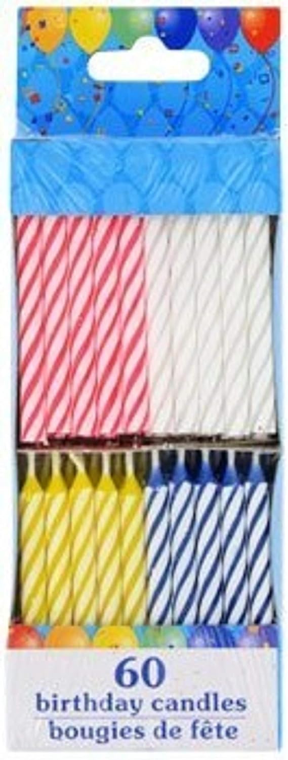 120 Spiral Birthday Candles 60 Pastel and 60 Spiral Brights: Home & Kitchen