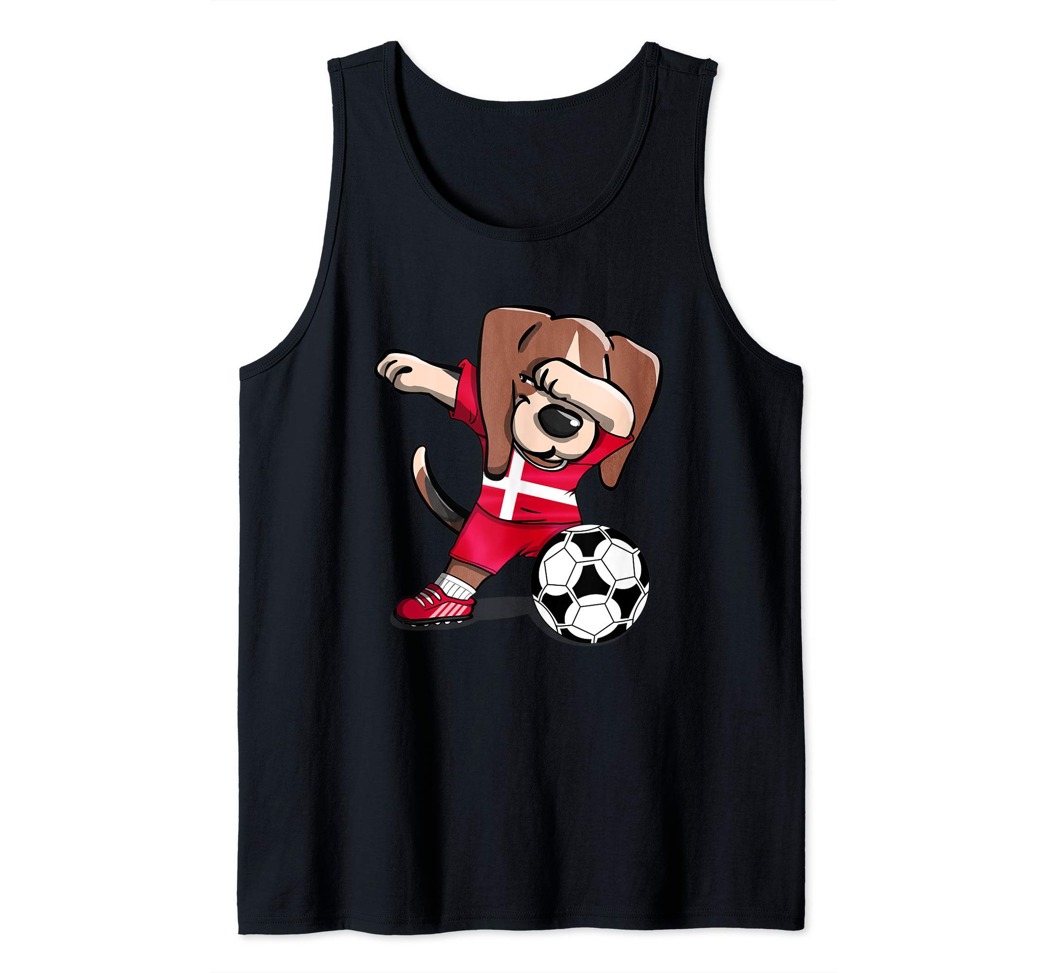 Funny Dabbing Beagle Dog Denmark Football Danish Flag Soccer Tank Top