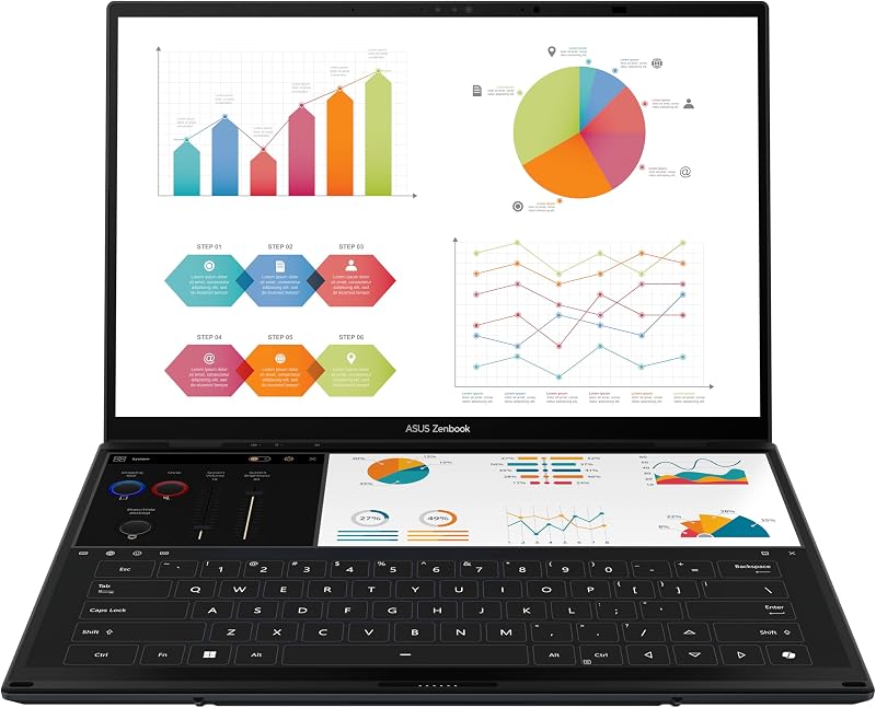 Zenbook Duo OLED UX8406CA-QL335W - Ordenador Portátil 14" WUXGA (Intel Core Ultra 7 255H, 32GB RAM, 1TB SSD, ARC 140T, Windows 11 Home) Gris Tintero - Teclado QWERTY español