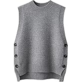 Wowcarbazole Women's Sleeveless Sweater Vest Casual Crew Neck Ribbed Knit Pullover Tops Loose Fit Full Clothes