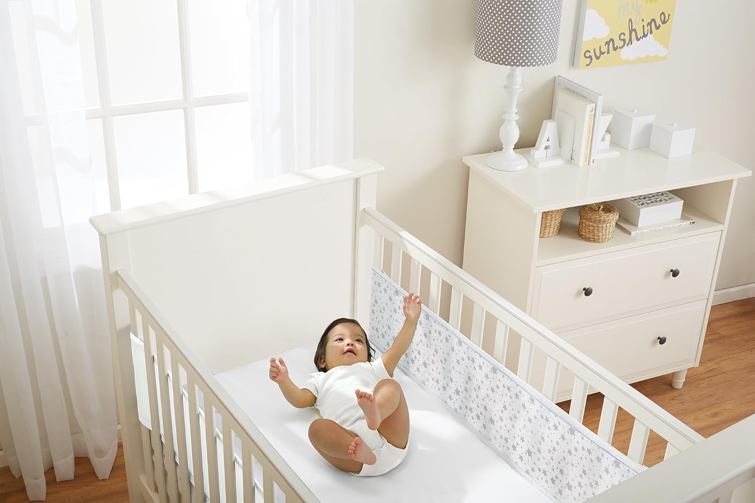 BreathableBaby Crib Bedding Set, Twinkle Grey, 147 cm (Pack of 2) - Image 4