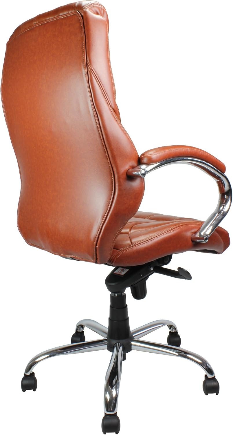 Eliza Tinsley 617KTAG/TN High Back Luxurious Leather Executive Armchair with Chrome Base - Brown - Image 4