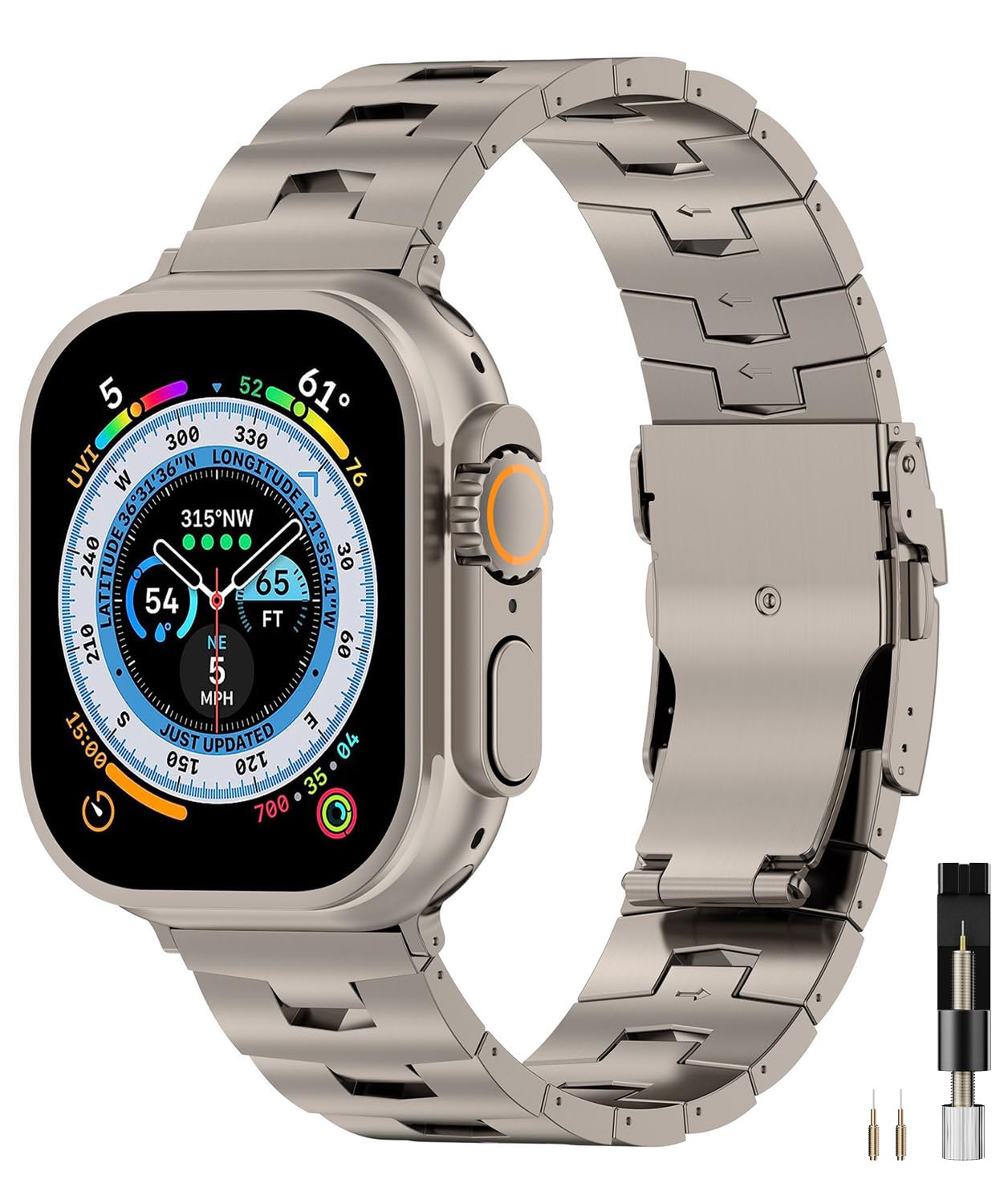 Miimall Titanium Strap for Apple Watch Series 10/11, iWatch 49mm 46mm 45mm 44mm 42mm, Lightweight Rugged Metal Straps for iWatch Ultra Series 11 10 9 8 7 6 5 4 SE 3 2 1, Replacement Band for Men