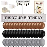 LovinParty It is Your Birthday Banner, The Office Birthday Party Decorations, Grey Brown Black Balloons, Cake Topper, White Streamer, Tape, Boss Husband Office Parties, Retirement 51Pcs