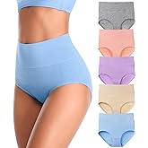 K-CHEONY Women's Underwear High Waisted Cotton Briefs Breathable Full Coverage Panties Multipack Regular and Plus Size
