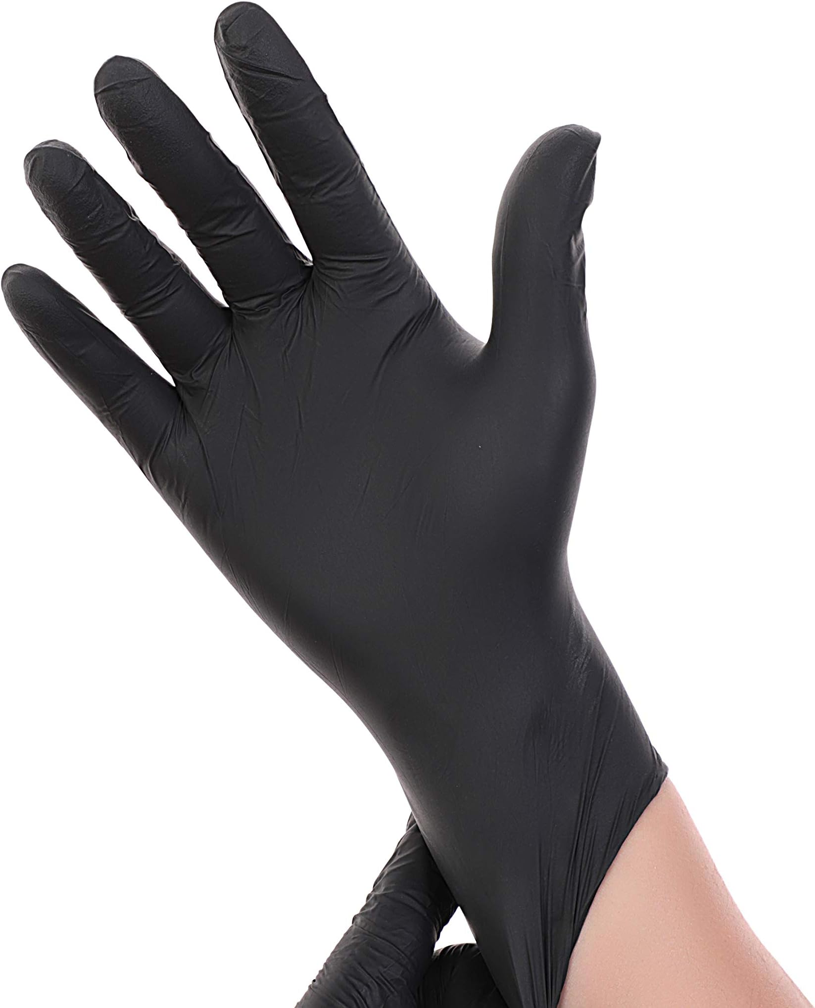 Disposable Vinyl Gloves,Plastic,Powder Free,Latex Free,Food Grade for Food Handling,Cleaning Box of 100 (Black, Medium)
