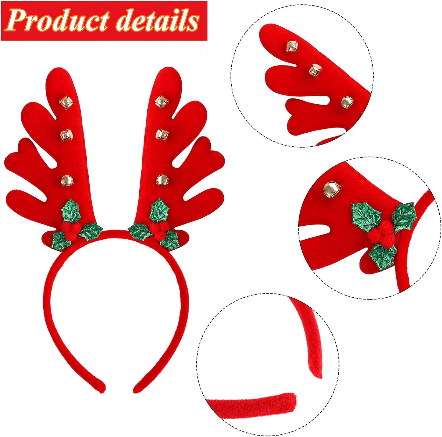 Ruisita 9 Pack Christmas Reindeer Headband Ornaments Christmas Antlers Costume Headwear Decoration Assorted Styles Christmas Party Gifts for Christmas Holiday Party - Image 4