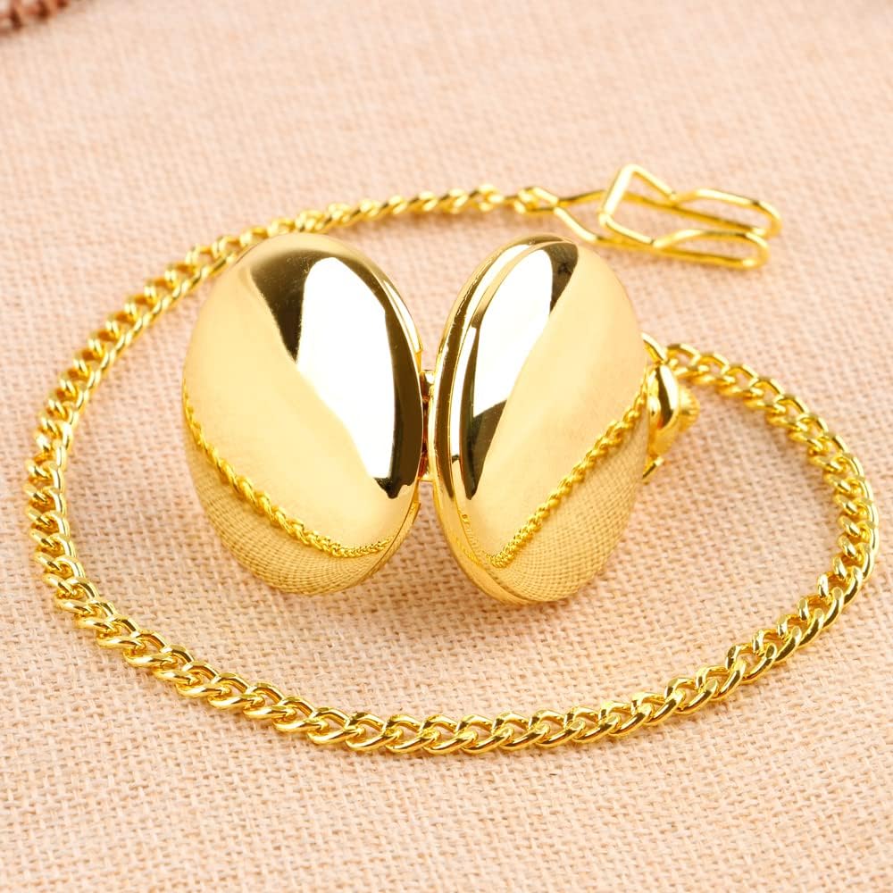 LYMFHCH Classic Smooth Vintage Quartz Pocket Watch, Arabic Numerals Scale Mens Watch with Chain Christmas Graduation Birthday Gifts Fathers Day