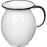 Red Co. 5” Decorative Vintage Bulb-Shaped Metal Centerpiece Flower Vase, Distressed White/Black Rim