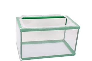 Still Awake Aquarium Fish Breeder Box, Isolation Hatching Juvenile Spawning Incubator, Water Net Hatcher, Nylon Mesh Fry Hatchery Box Separation Net（Green L）