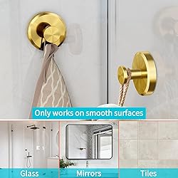 STWWO Shower Hooks for Inside Shower, Gold Suction