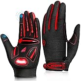 BIKINGMOREOK Bike Cycling Gloves for Men Women,Touchscreen Full Finger Shock-Absorbing 5MM Gel Pads MTB Road Bicycle Gloves for Mountain Biking,Running,Hiking,Outdoor Sports