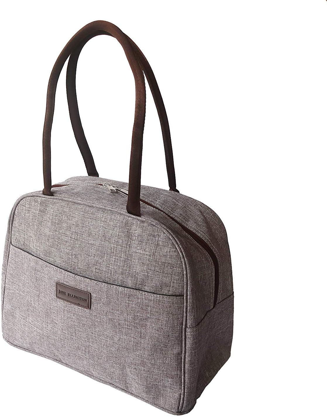 Jane Ellington Insulated Lunch Bag Stylish Lunch Tote Bag For Women Men Kids Perfect For Work Picnic Everyday Gray