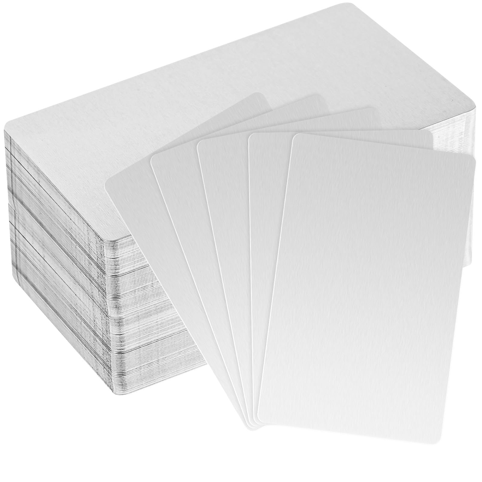 boeyeleny Metal Business Cards, Pack of 60 Black Cards, Silver, 8.6 cm x 5.4 cm, Waterproof Aluminium Alloy, Office