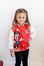 Disney Minnie Mouse Girls Christmas Varsity Bomber