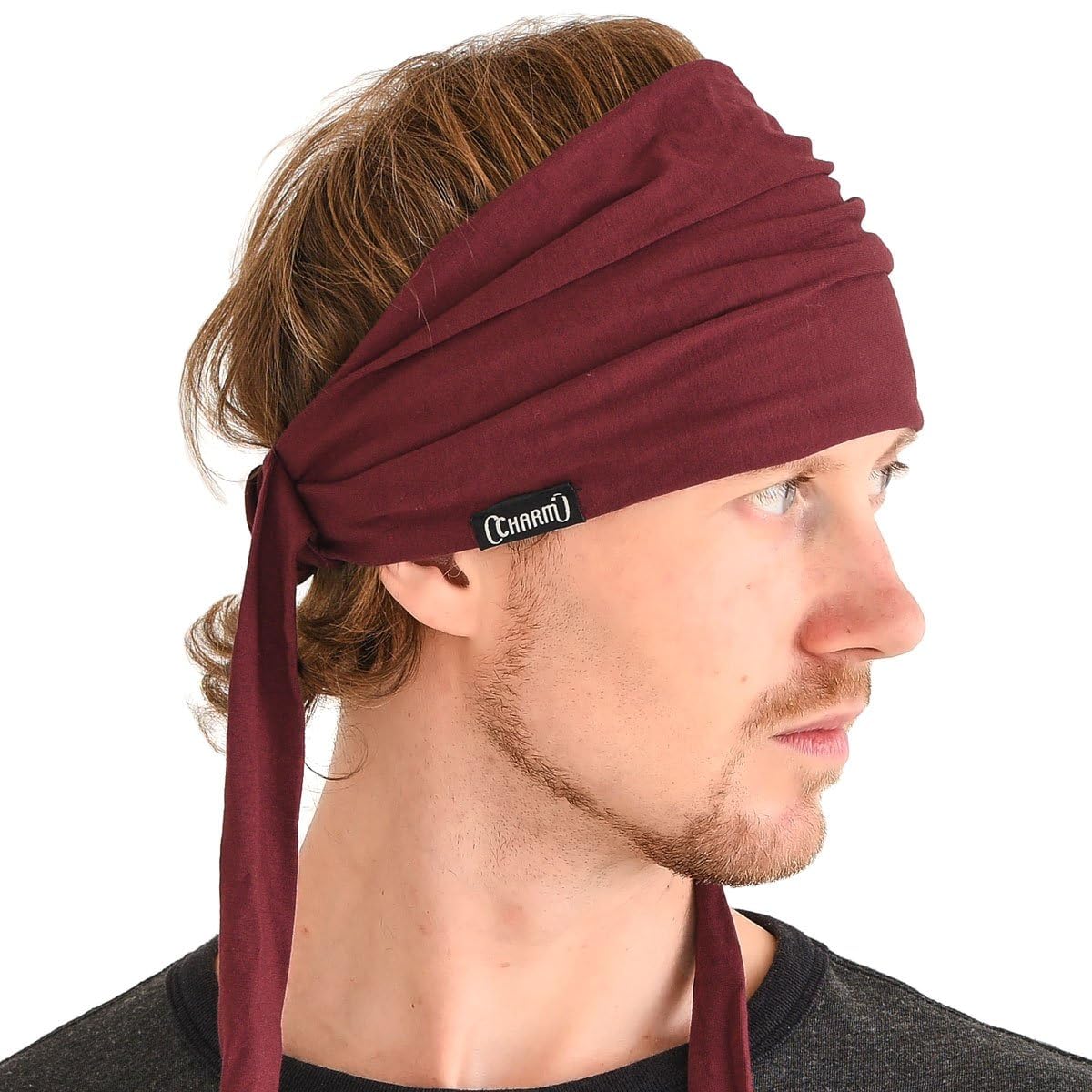 Casualbox | Pre-tied Headband Boho Hair Band Summer Mens Womens Head Wrap Hippie Maroon(Size: One Size)