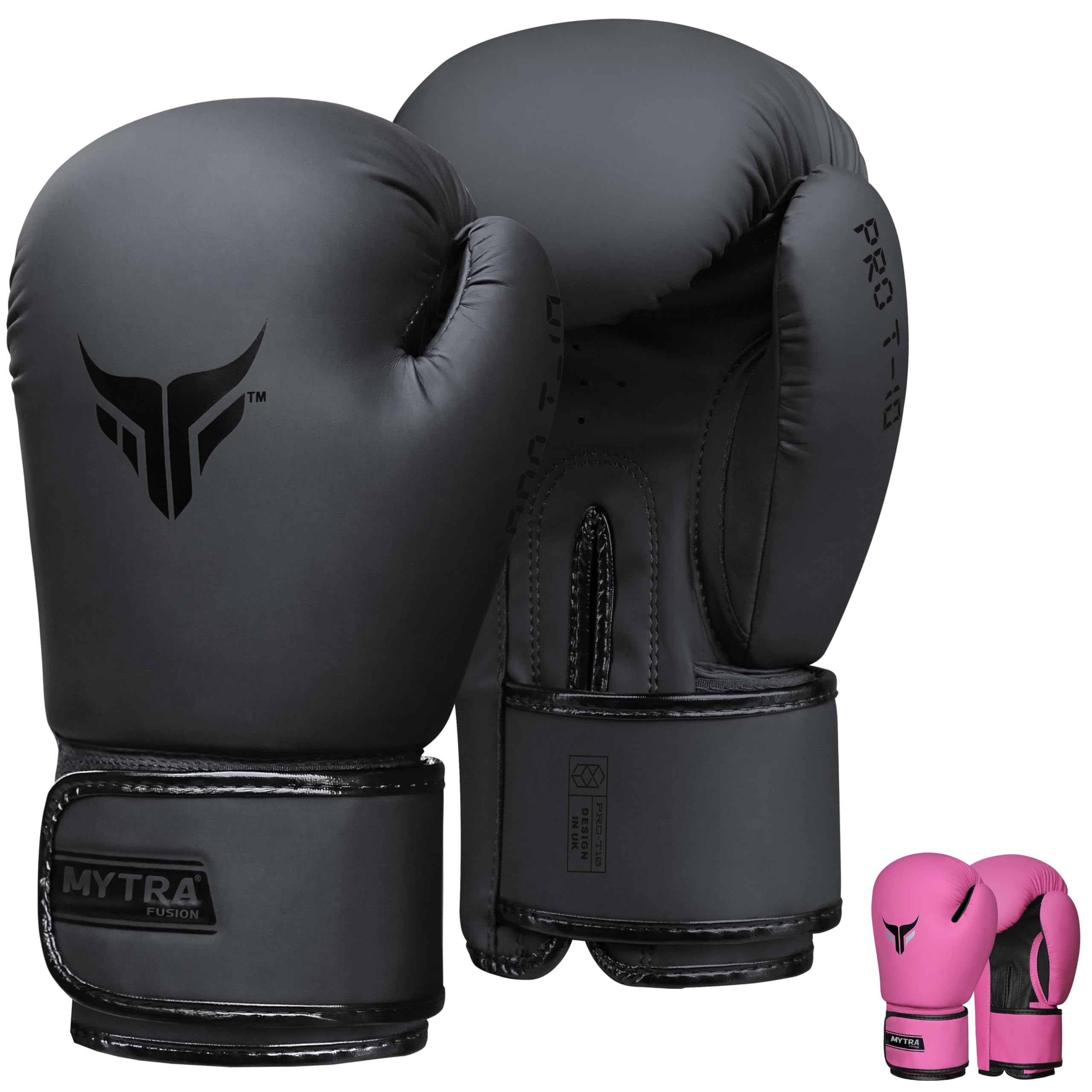 Mytra Fusion Boxing Gloves Women Muay Thai Gloves MMA Training Punching Kickboxing Gloves (Black, 8-oz)