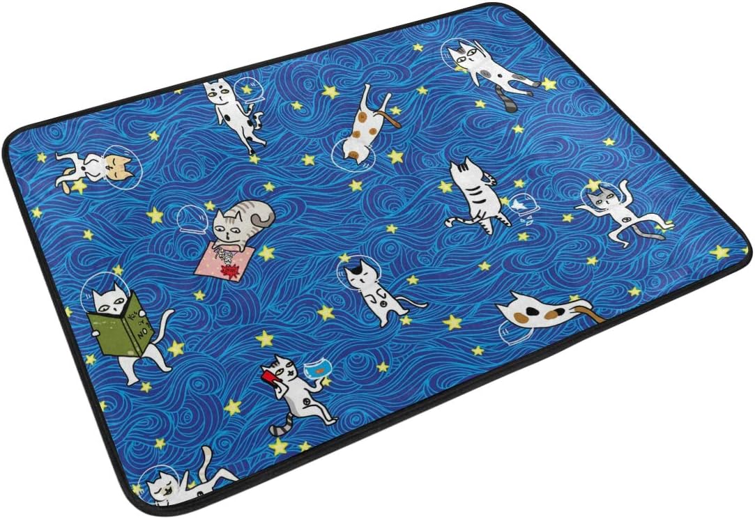 Astronaut Cats Pattern Area Rugs Multicolor Doormats for Home Decor Rugs for Room 23