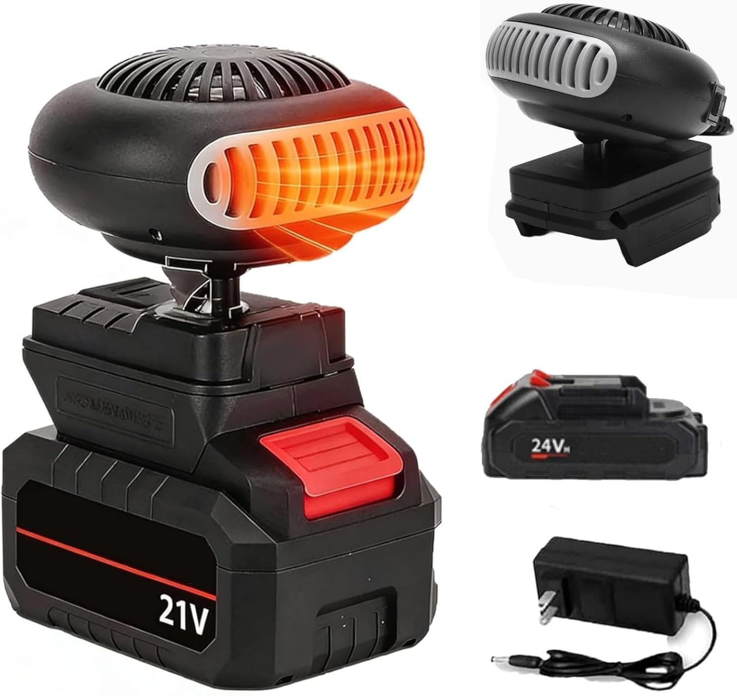 Indoor Heater for Power Outage, Portable Heater Battery Powered, Portable Cordless Fast Heating with 360° Rotation & Anti-Tilt, Rechargeable Heater for Camping, Car, Office, And Indoor Use (21V)