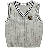 ANGELCITY キッズ ニット ベスト セーター vネック ケーブル 編み スクールベスト トップス 袖なし 制服 チョッキ ベビー ボーイズ 男の子 フォマール 子供服 ジュニア 高校生 中学生 小学生 A1019