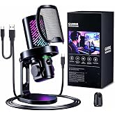 CG1 RGB Condenser Microphone Plug &amp; Play, Noise Cancellation, Mute,Computer/Mic Monitoring Balance Adjustment, Headphone Jack, Desktop Stand for Gaming, Streaming, Podcasting, PC/Type-C Phones