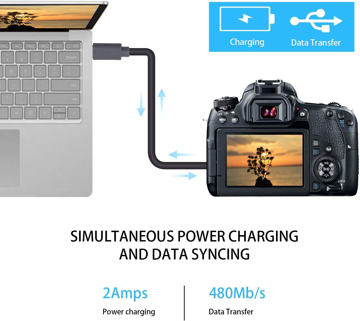 Duttek Mini USB to USB C OTG Cable, USB Type C Male to Mini B Male with OTG Cable for Macbook iMac Pro - Image 4