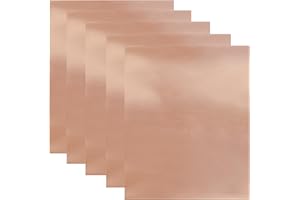 vootape 5Pcs 3.15 Mil Copper Foil Sheet [11.8inch x 7.9inch] with Double-Sided Conductive Adhesive Copper Tape for Guitar, DIY Crafts, Stained Glass, Electrical Repairs, Soldering, Grounding