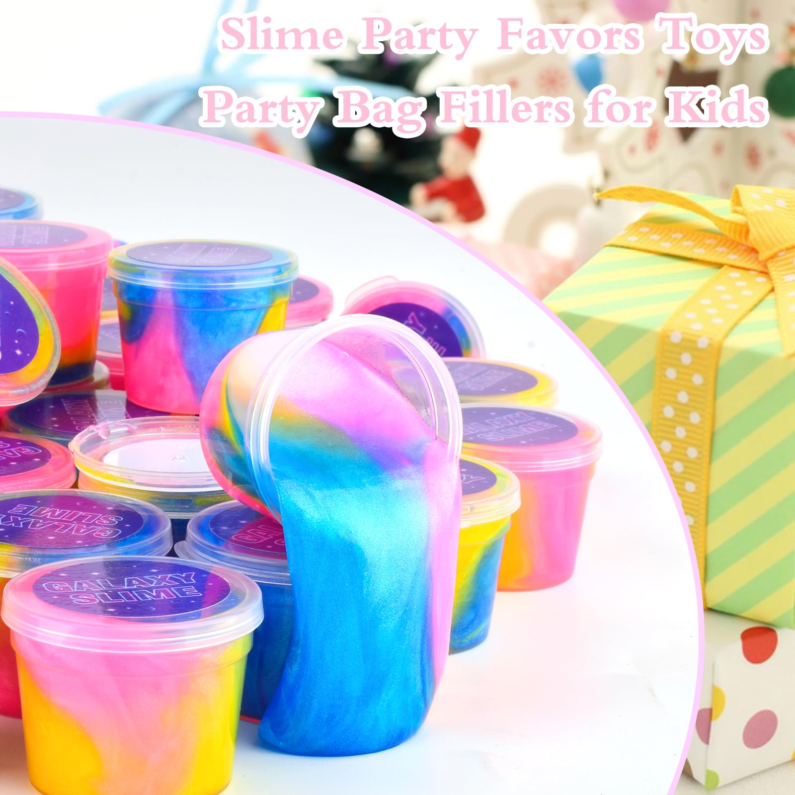 102 Pack Bulk Galaxy Slime Kit, Party Favors for Kids Slime Cup Bulk DIY Stress Relief Putty Toy Stretchy & Non-Sticky Christmas Easter Birthday Goodie Bag Stuffer Classroom Reward for Girls Boys