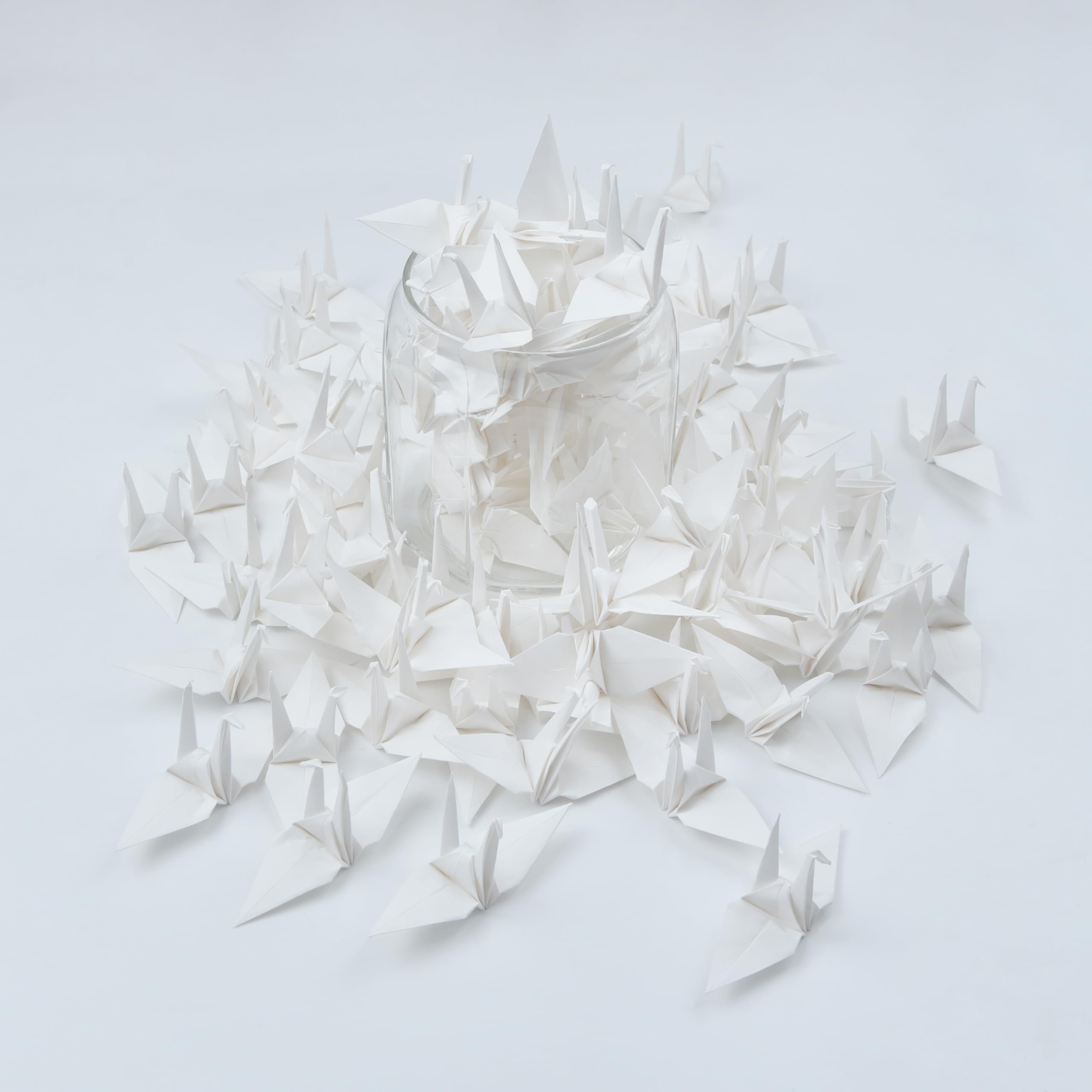 Photo 1 of 100 PCS Origami Paper Cranes Ivory Colors, Origami Crane Folded DIY Paper Cranes for Wedding Party Birthday Party Children Party Backdrop Home Decoration