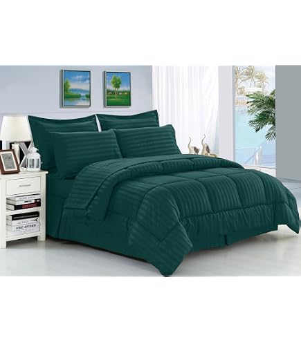 Set Copripiumino Elegant Comfort 8 Pezzi, Righe, Nero, Matrimoniale/King - Microfibra Antipiùga, Lavabile