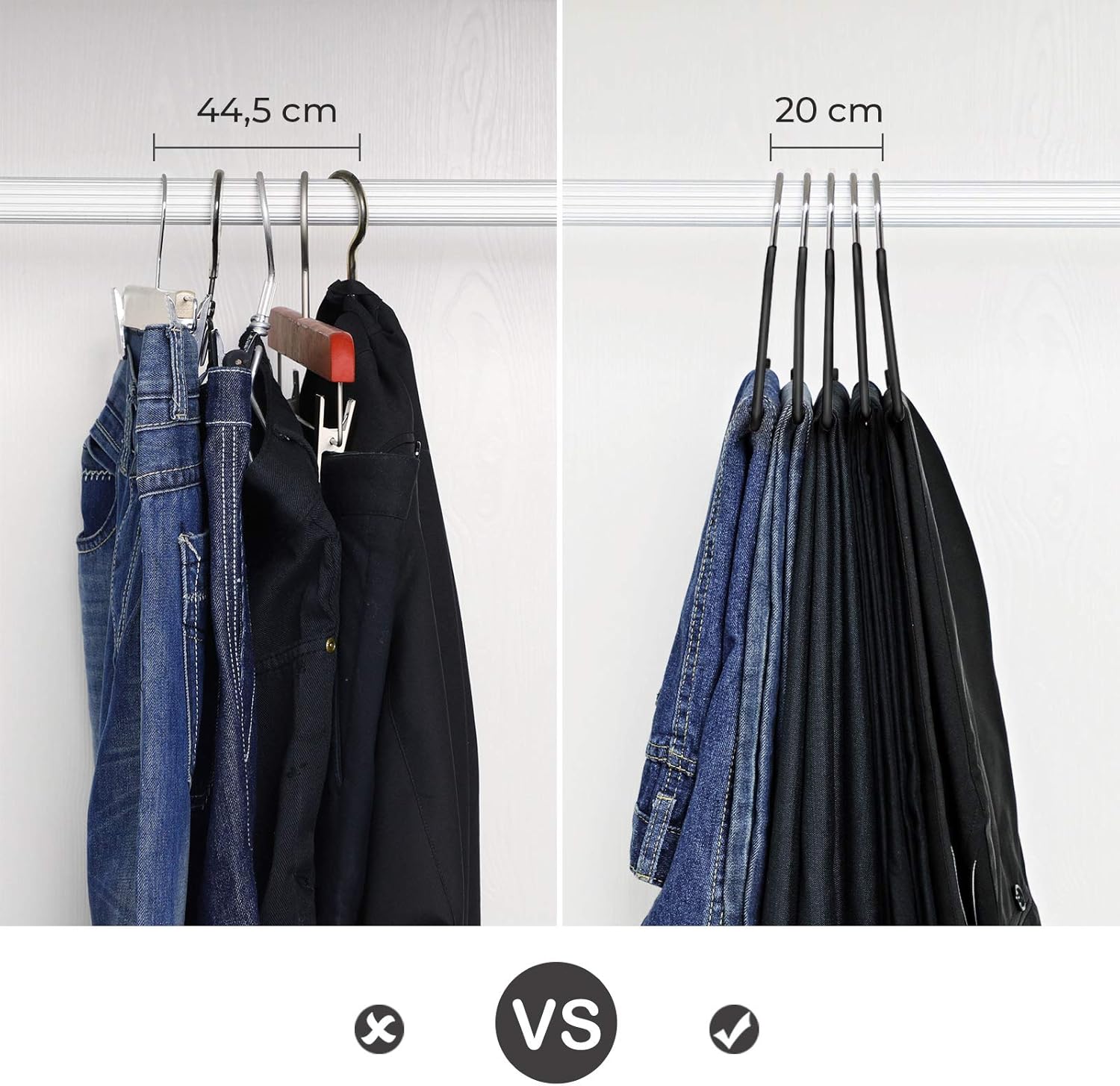 Amazon Co Jp Songmics ハンガー ズボン 本 パンツ用ハンガー ズボンかけハンガー すべらない スラックス用 頑丈 デニム適用 スカート ストール ブラック Cri004 ホーム キッチン