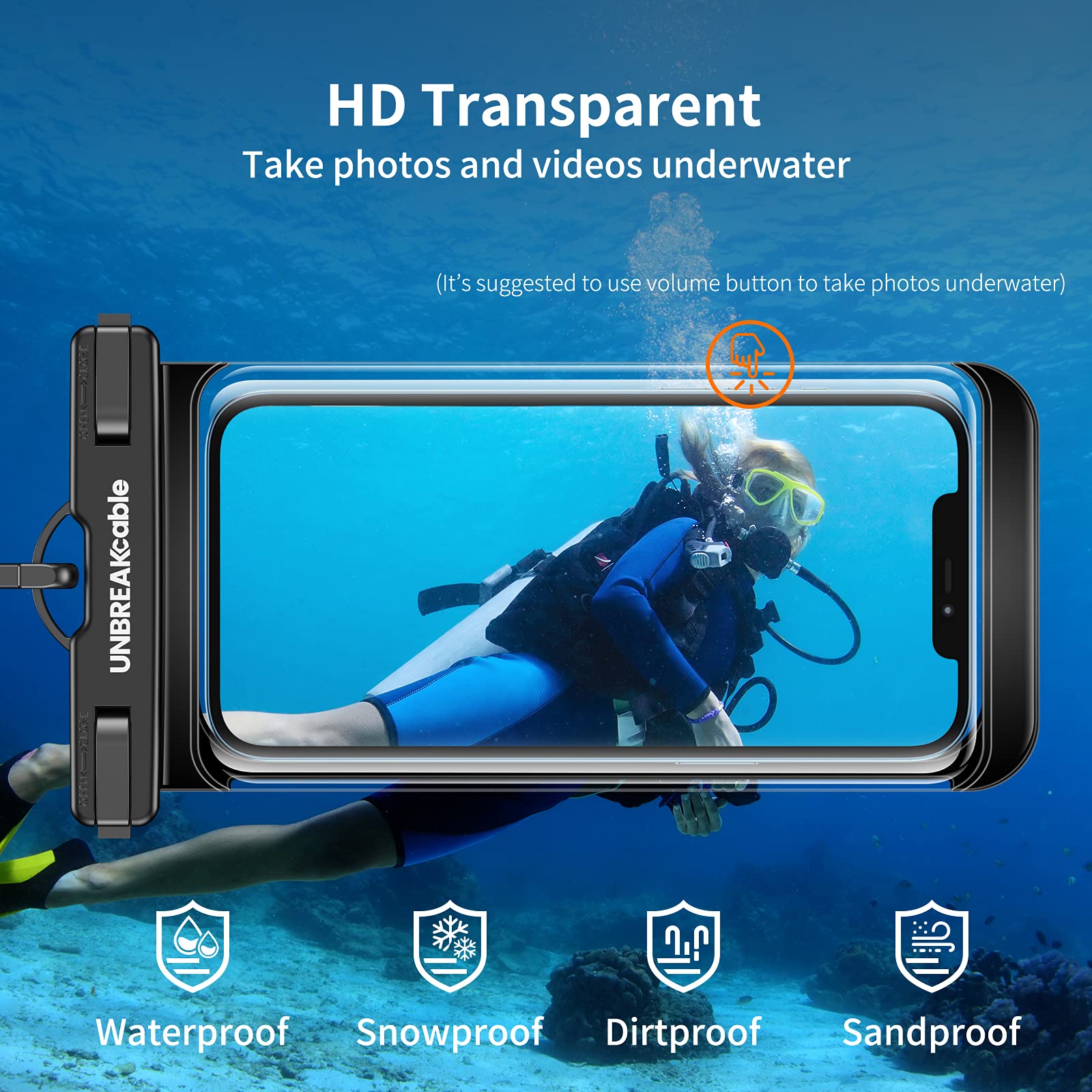 UNBREAKcable wasserdichte Handyhülle Unterwasser Handytasche - [2 Stück] 7.0 Zoll IPX8 Wasserfeste Hülle für Schwimmen für iPhone 17 Air 16 15 14 13 Pro Max, Samsung S25 S24 Ultra S23 S22 S21 & Mehr 3