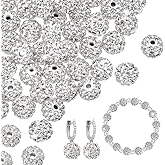 PH PandaHall About 50pcs 8mm White Rhinestone Beads White Clay Beads Polymer Crystal Bead Clay Pave Disco Ball Round Diamond Clays Bead for Necklace Bracelet Jewelry Making Party Decoration